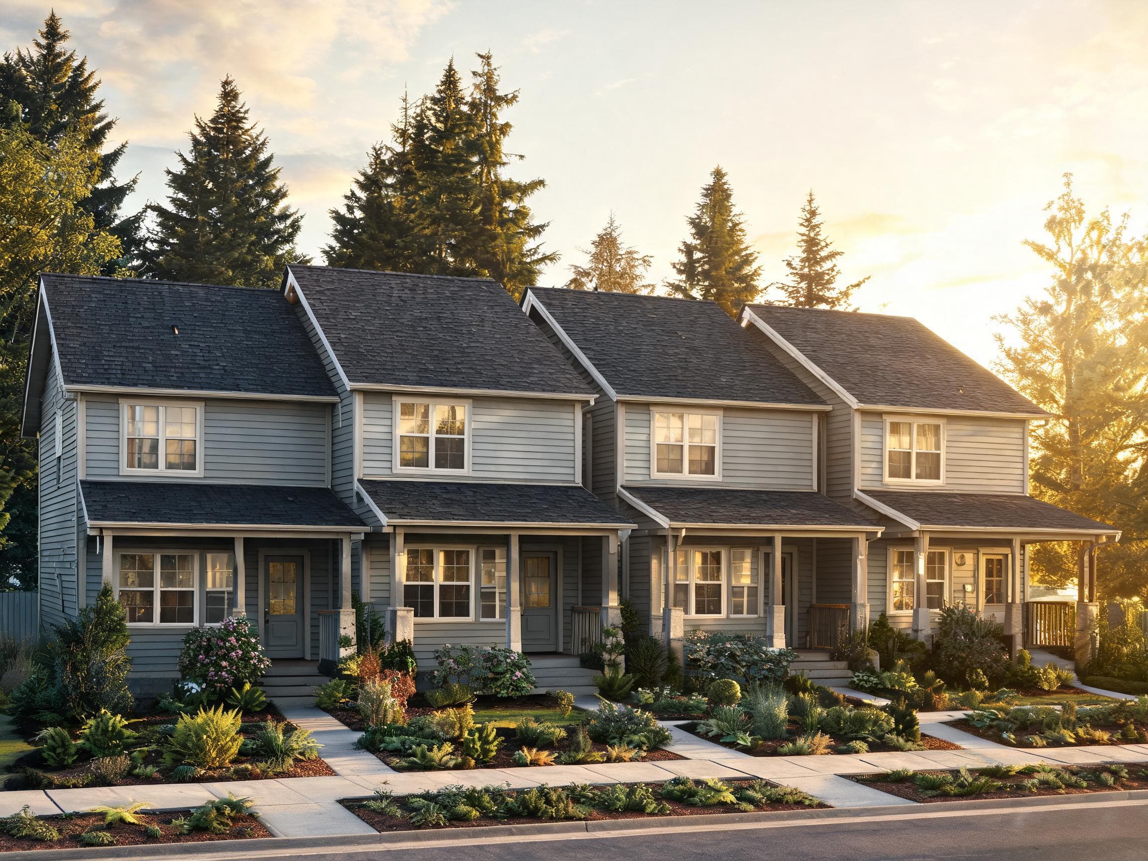 Townhome row re-roof in Burlington, Washington